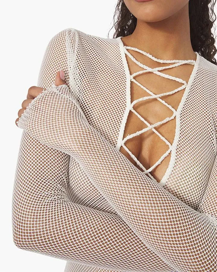 V-Neck Lace Up Mini by We Wore What - FINAL SALE