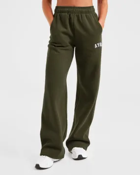 Varsity Oversized Straight Leg Joggers - Khaki