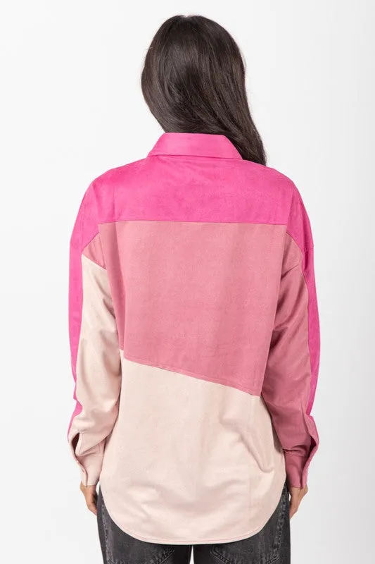 VER108 - COLORBLOCK SUEDE SHIRT