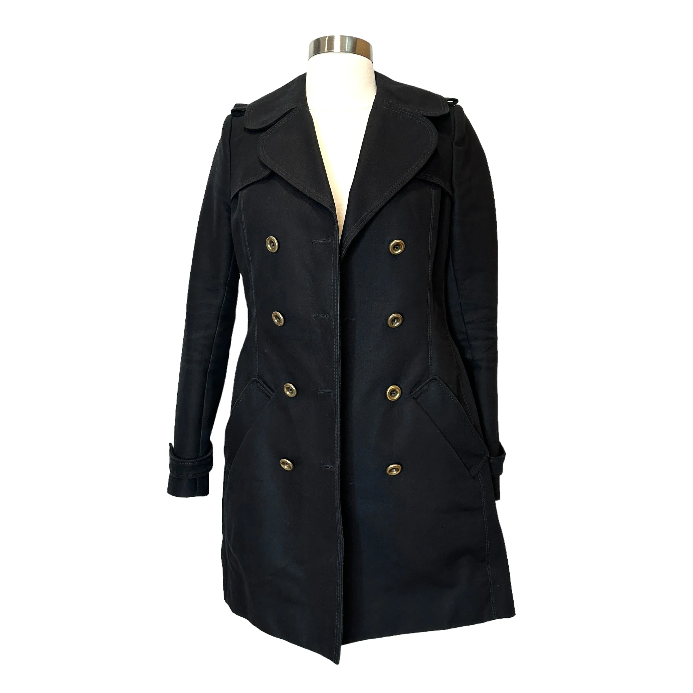 Vintage Black Trench Coat - XS