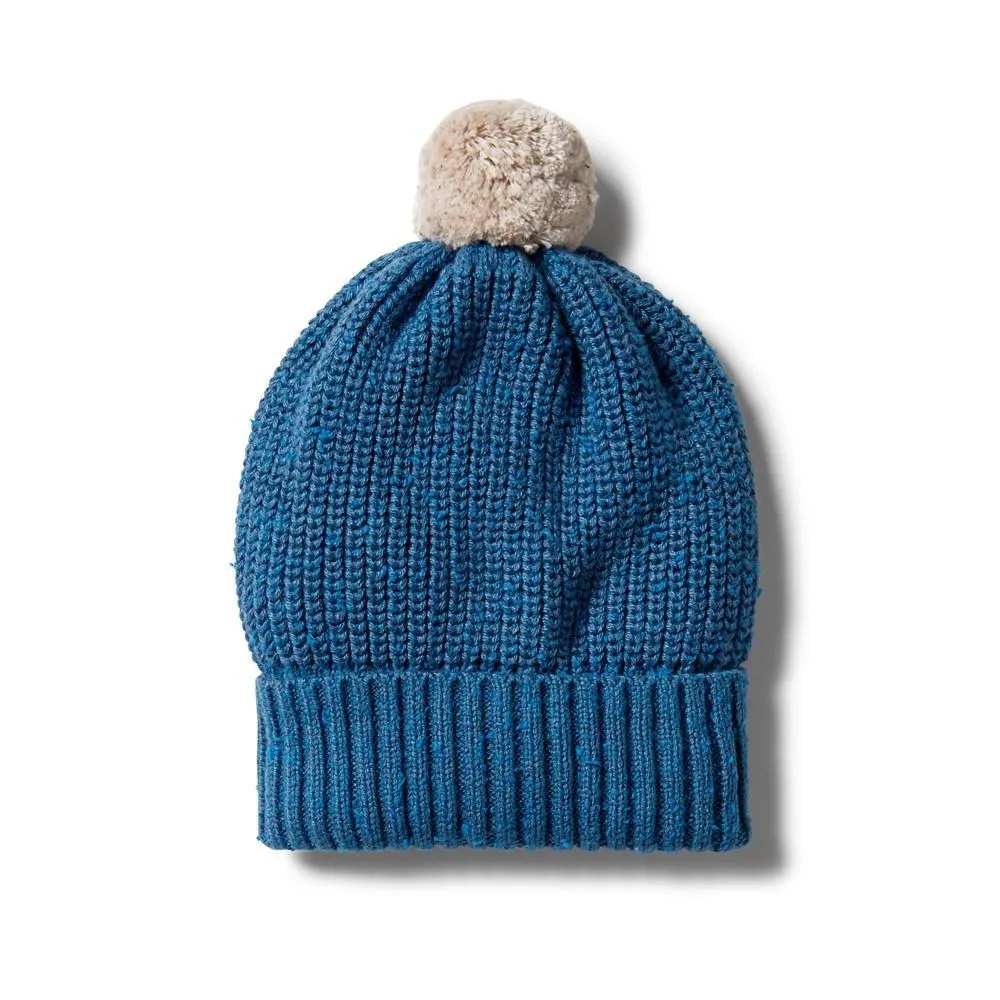 Wilson & Frenchy | Knitted Baby Beanie - Denim Fleck