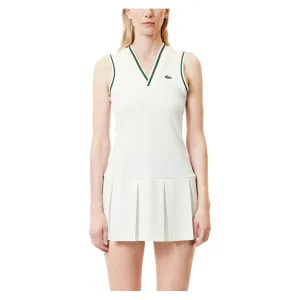 Women`s Tennis Dress with Removable Pique Shorts White and Sinople