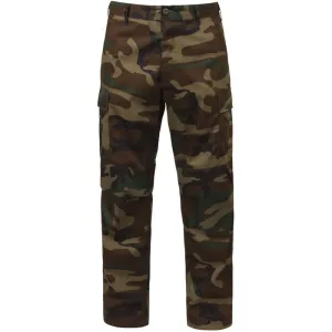 Woodland Camouflage - Military BDU Pants with Zipper Fly - Cotton Polyester Twill