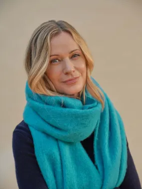 Wool Blend Blanket Scarf - Turq