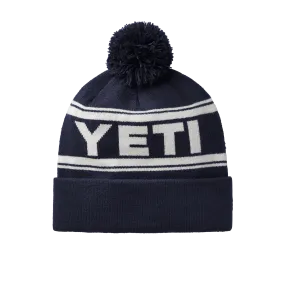 Yeti Logo retro Knit Beanie Hat - Navy